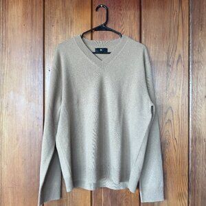 Banana Republic 100% Cashmere Tan V-Neck Sweater | Mens L
